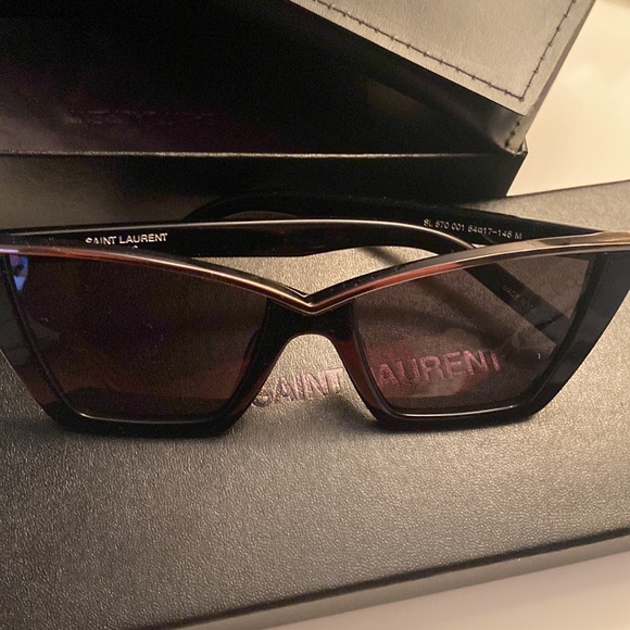 Saint Laurent SL570 001 Black Silver Cat Eye Women Sunglasses - Picture 9 of 9